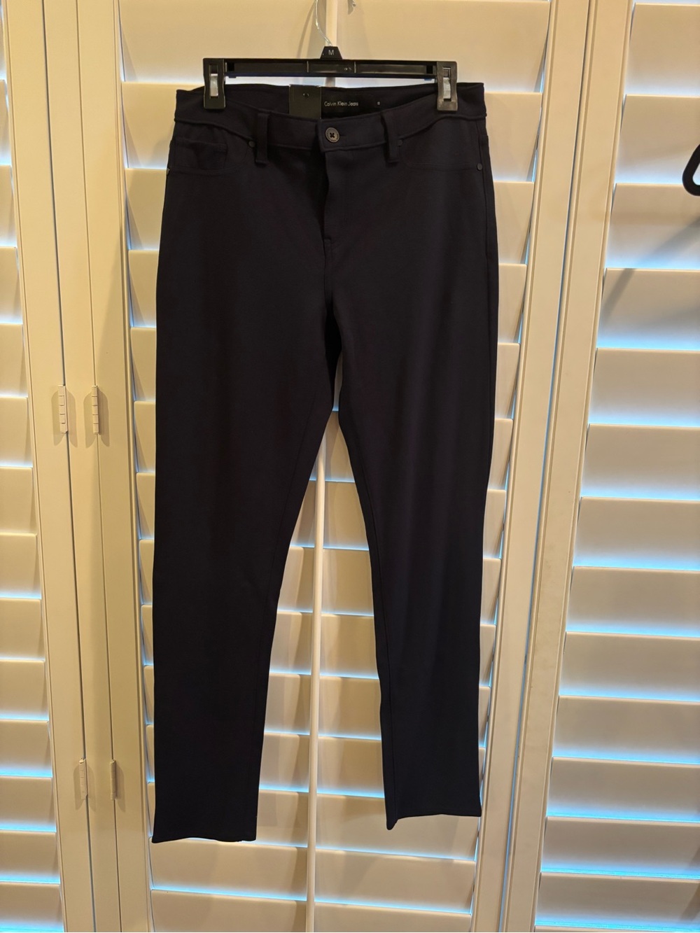 Calvin Klein Navy Straight-Leg Slim Fit Soft Pants
